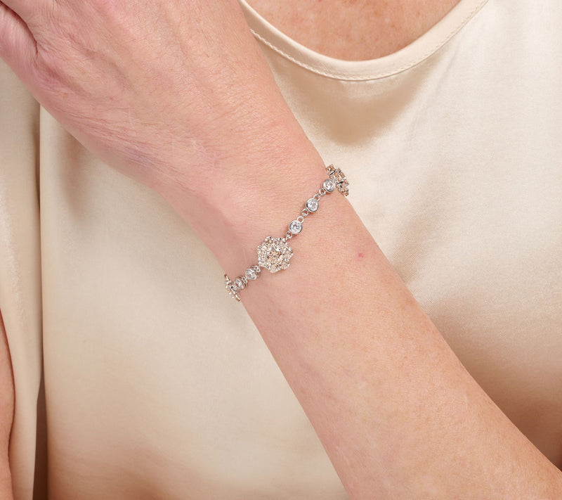 Diamonique x Lulu Frost Champagne Flower Bracelet Sterling Silver — View 3