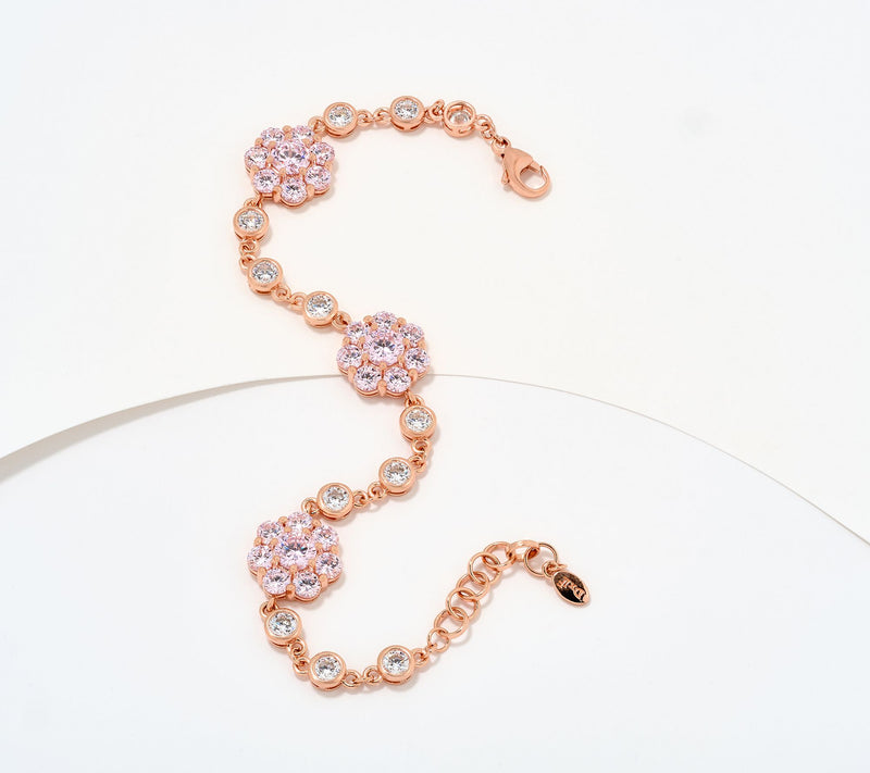 Diamonique x Lulu Frost Pink Flower Bracelet, Sterling Silver — View 6