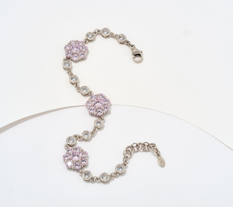 Diamonique x Lulu Frost Pink Flower Bracelet, Sterling Silver — View 7