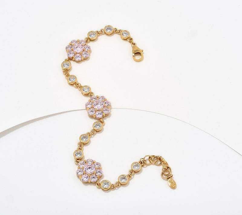 Diamonique x Lulu Frost Pink Flower Bracelet, Sterling Silver — View 8