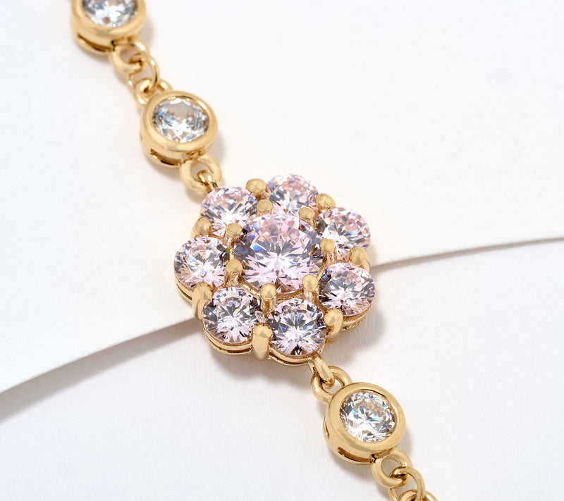 Diamonique x Lulu Frost Pink Flower Bracelet, Sterling Silver — View 2