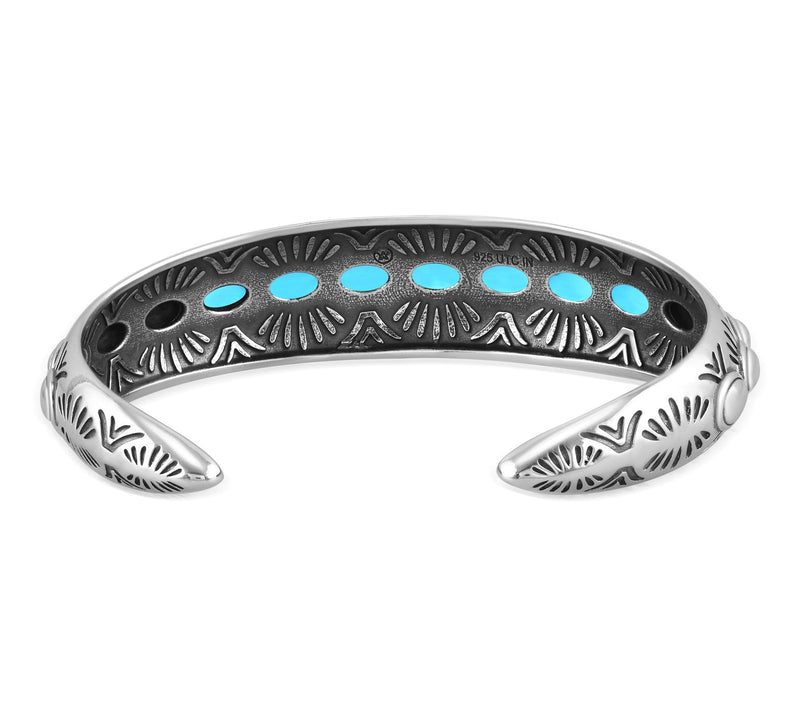 American West Sterling Silver Textured GemstoneCuff — View 4