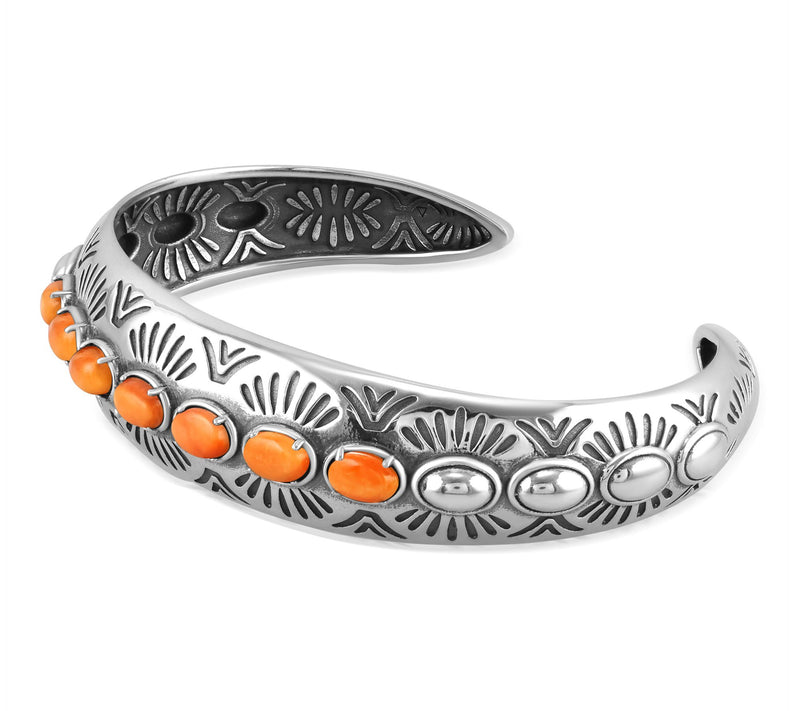 American West Sterling Silver Textured GemstoneCuff — View 9