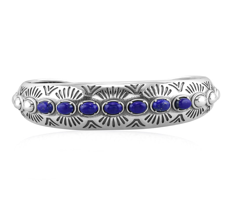 American West Sterling Silver Textured GemstoneCuff — View 5