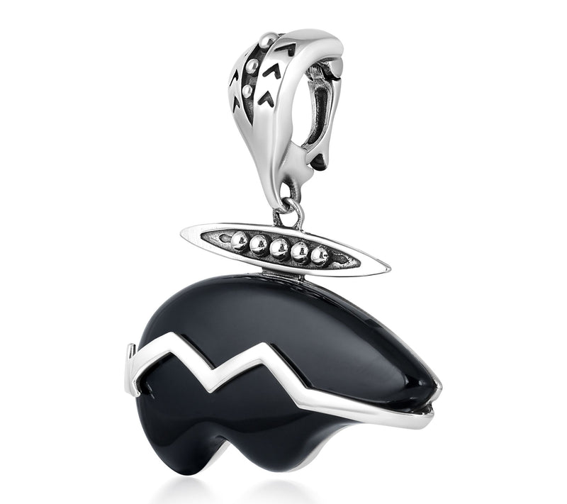 American West Sterling Silver Black Agate BearEnhancer — View 2