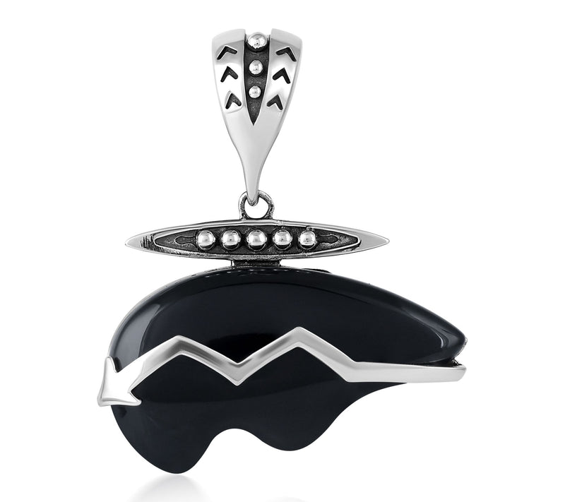 American West Sterling Silver Black Agate BearEnhancer — View 8