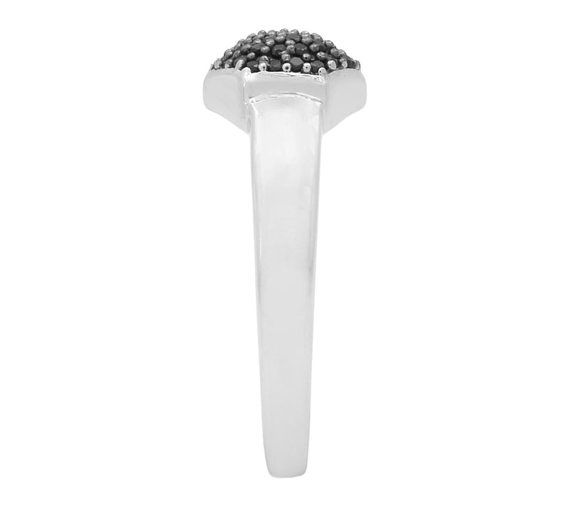 Affinity Gems Hexagon Pave Black Spinel Ring, Sterling Silver — View 4