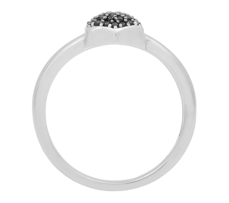 Affinity Gems Hexagon Pave Black Spinel Ring, Sterling Silver — View 5