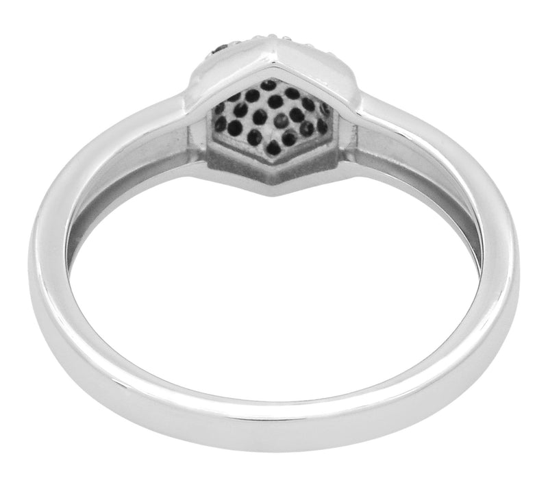 Affinity Gems Hexagon Pave Black Spinel Ring, Sterling Silver — View 3