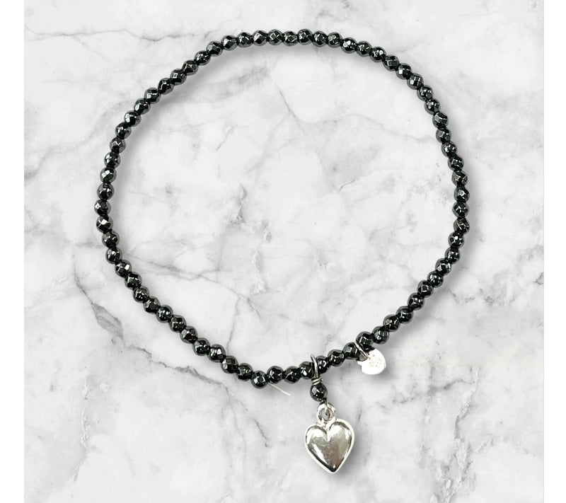 Alkeme "Sparkle in Love" Sterling Heart Hematite Bracelet — Main view