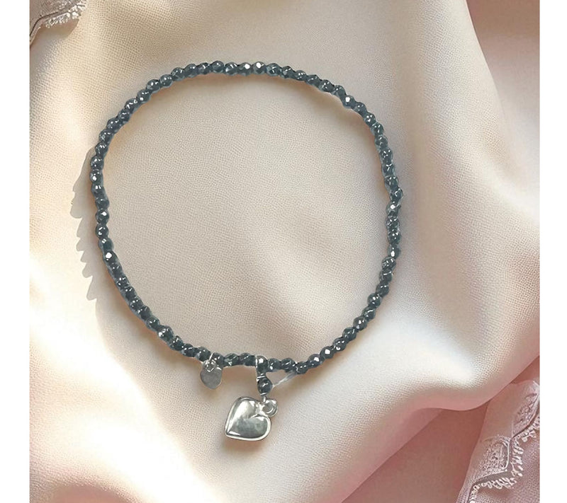 Alkeme "Sparkle in Love" Sterling Heart Hematite Bracelet — View 2