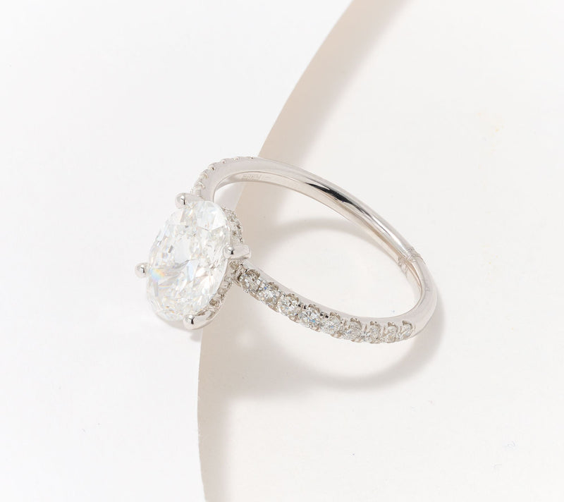 Effy Lab Grown Diamond 2cttw. White Diamond Oval Ring, 14K Gold — View 3