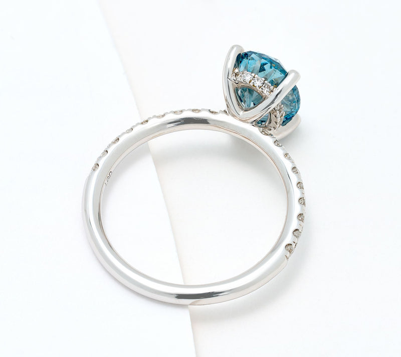 Effy Lab Grown Diamond 2cttw. Blue Diamond Oval Ring, 14K Gold — View 4