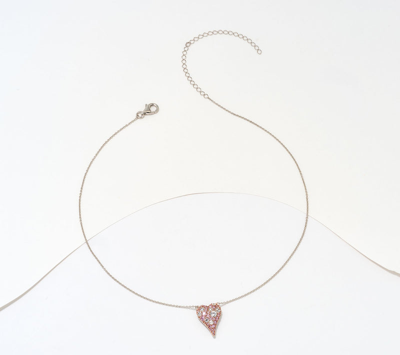 Diamonique x Jennifer Miller Cobblestone Heart Necklace, Sterl — View 4