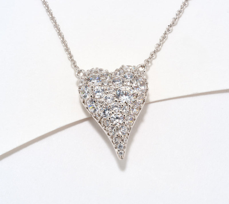 Diamonique x Jennifer Miller Cobblestone Heart Necklace, Sterl — View 12