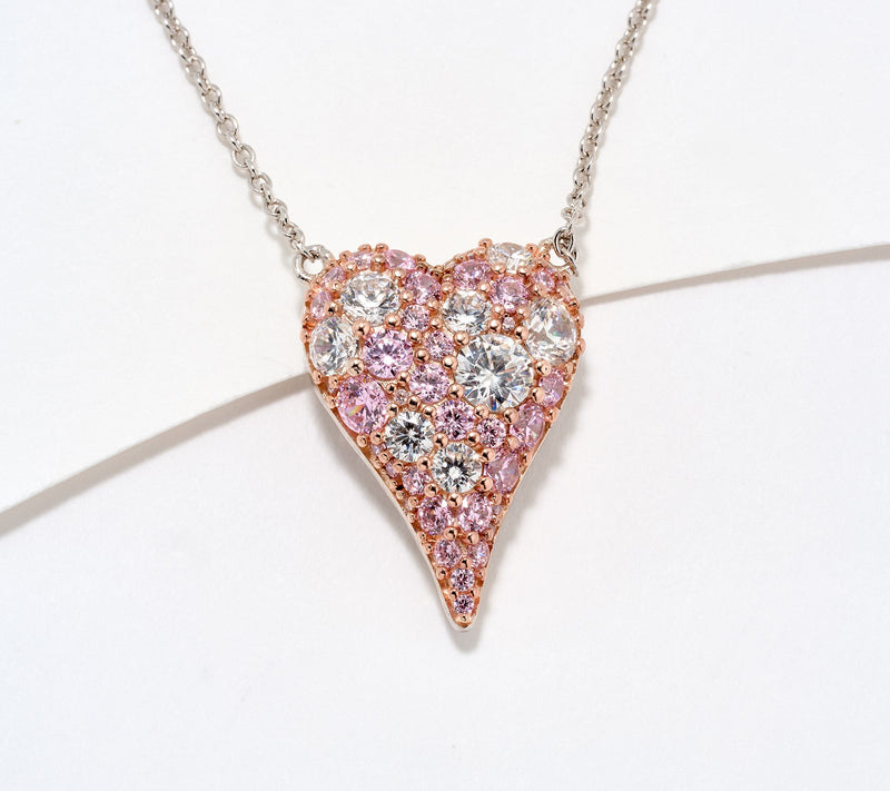 Diamonique x Jennifer Miller Cobblestone Heart Necklace, Sterl — View 13