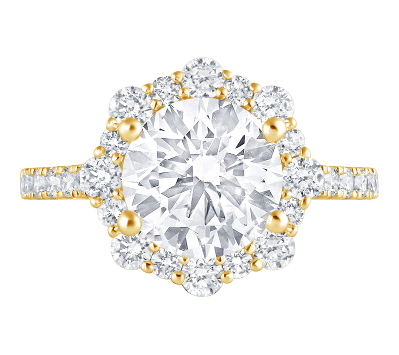 Fire Light 3.20 cttw Lab Grown Diamond Halo Ring, 14K Gold — Main view