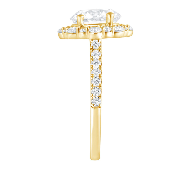 Fire Light 3.20 cttw Lab Grown Diamond Halo Ring, 14K Gold — View 4