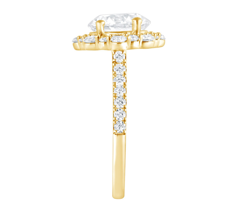 Fire Light 3.45 cttw Lab Grown Diamond Halo Ring, 14K Gold — View 3