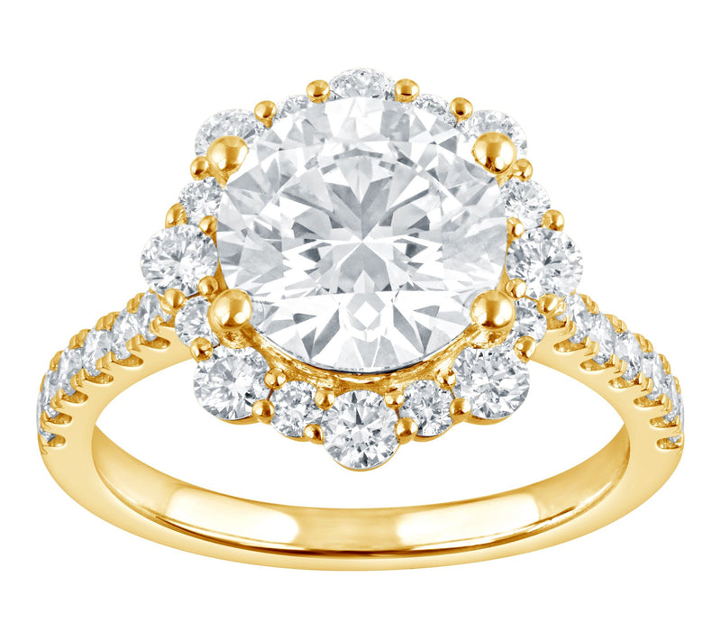 Fire Light 3.45 cttw Lab Grown Diamond Halo Ring, 14K Gold — Main view