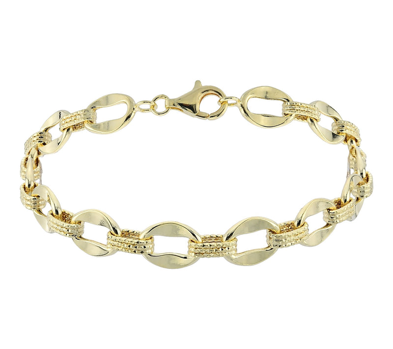 Silver Style Polished & Diamond Cut Bracelet, Sterling — View 3