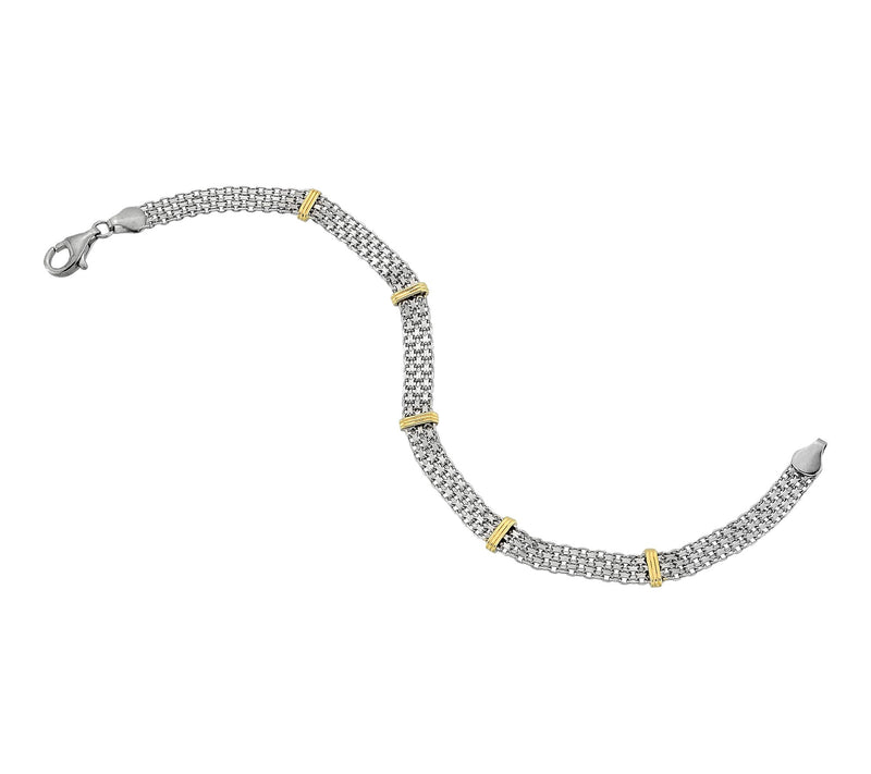 Silver Style Two-Tone Bismark & Bar Link Bracelet, Sterling — View 2