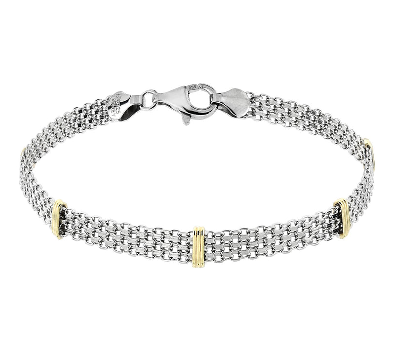 Silver Style Two-Tone Bismark & Bar Link Bracelet, Sterling — Main view