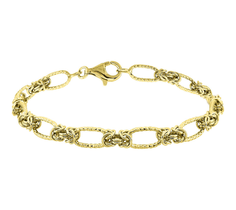 Silver Style Byzantine & Diamond Cut Bracelet,Sterling — View 8