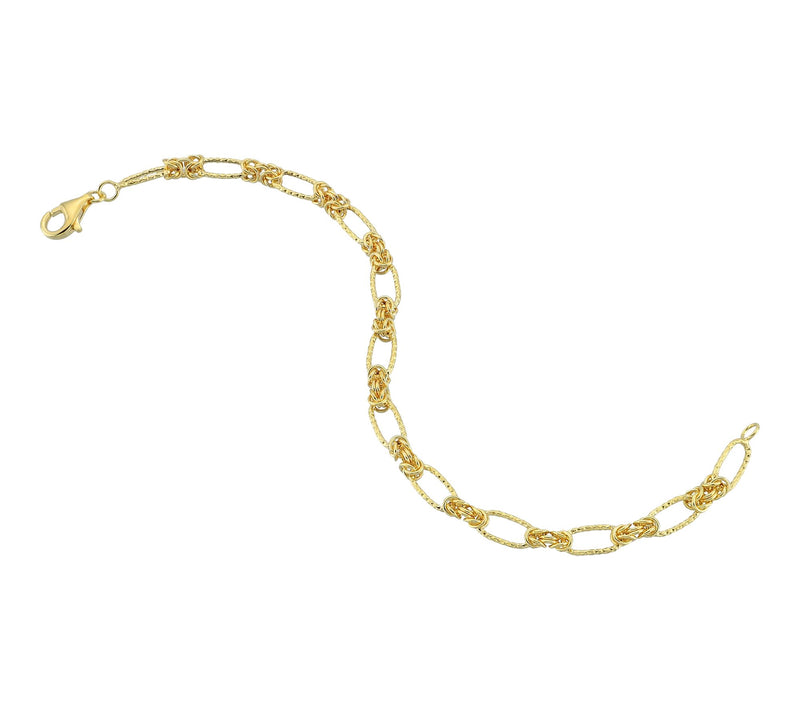 Silver Style Byzantine & Diamond Cut Bracelet,Sterling — View 4