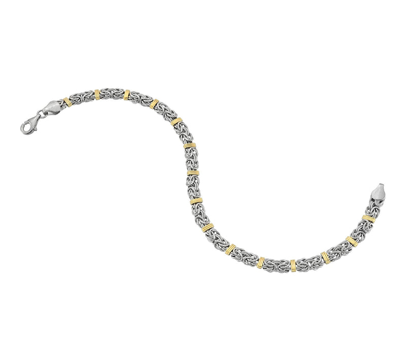 Silver Style Solid Byzantine Chain Bar Link Bracelet, Sterling — View 2