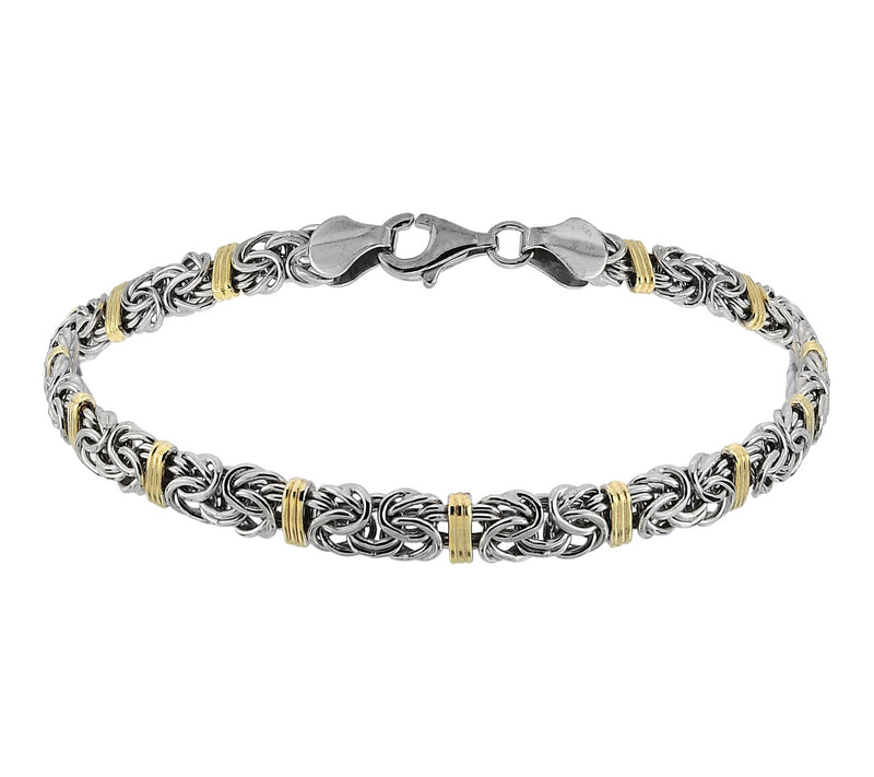 Silver Style Solid Byzantine Chain Bar Link Bracelet, Sterling — Main view