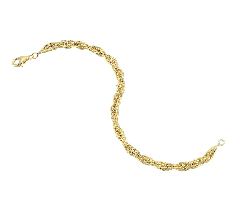 Silver Style Diamond Cut Rope Chain Bracelet, Sterling — View 4