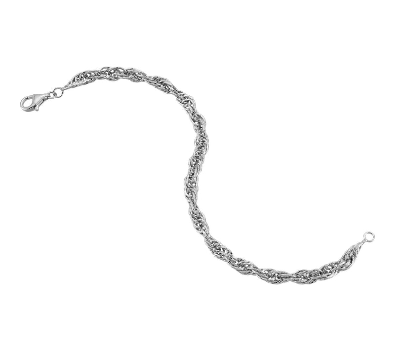 Silver Style Diamond Cut Rope Chain Bracelet, Sterling — View 2