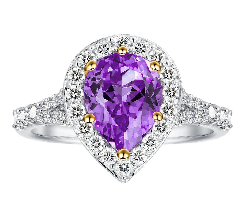 Fire Light Lab Grown Diamond & Violet Sapphire Ring, Sterling — Main view