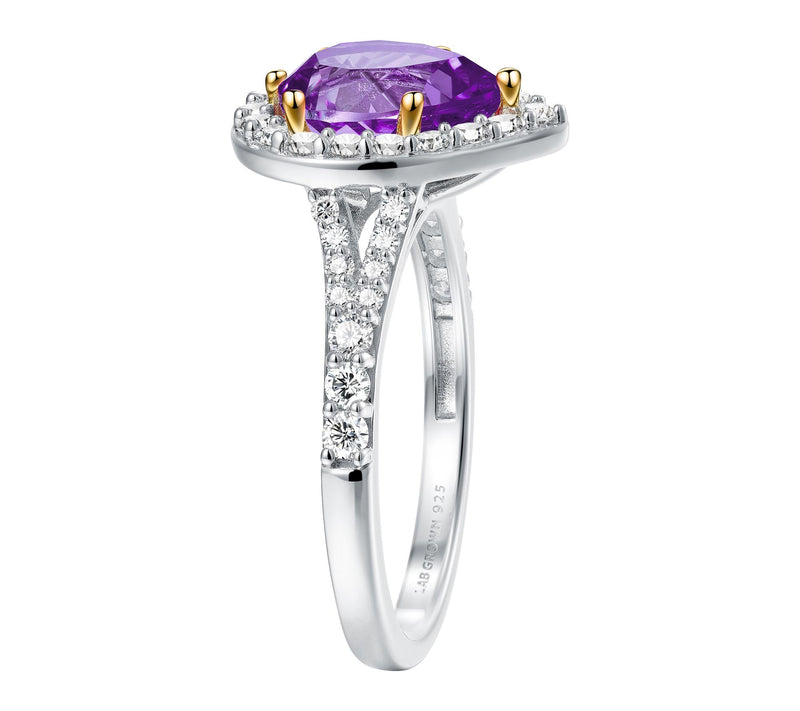 Fire Light Lab Grown Diamond & Violet Sapphire Ring, Sterling — View 4
