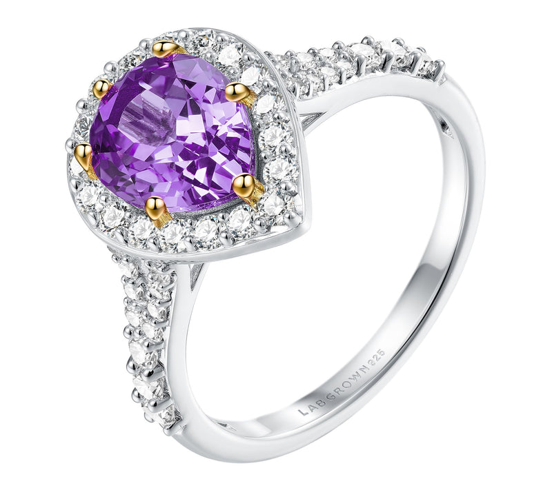 Fire Light Lab Grown Diamond & Violet Sapphire Ring, Sterling — View 2