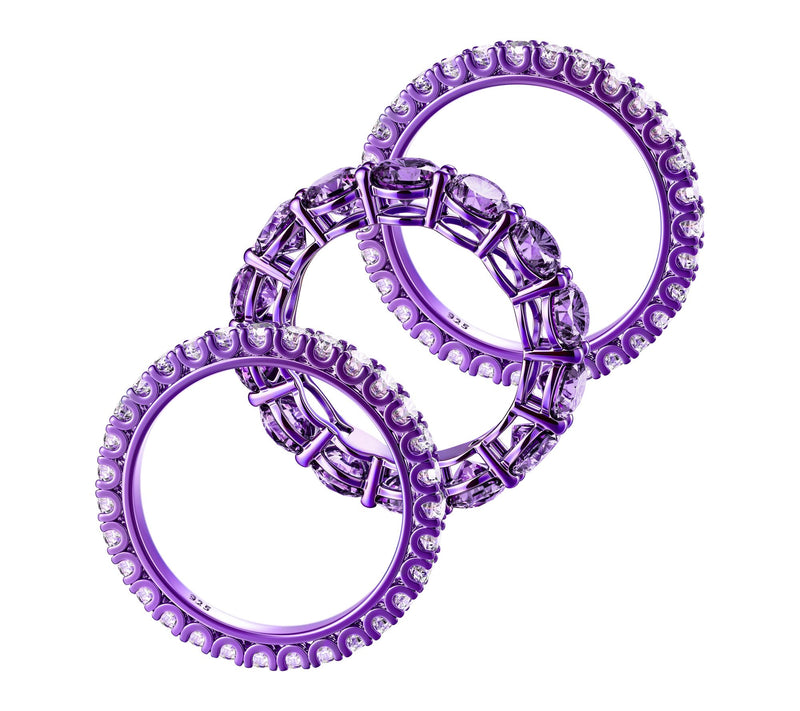 Diamonique x Jennifer Miller Set of 3 Purple Rings, Sterling — View 3