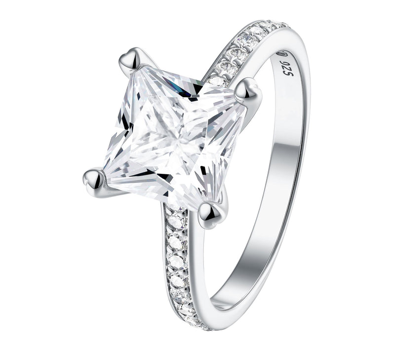 Diamonique 4.75 ctttw Princess Cut Pave Band Ring, Sterling — Main view