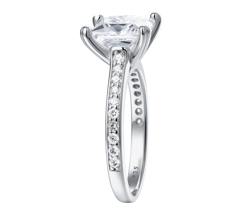 Diamonique 4.75 ctttw Princess Cut Pave Band Ring, Sterling — View 4