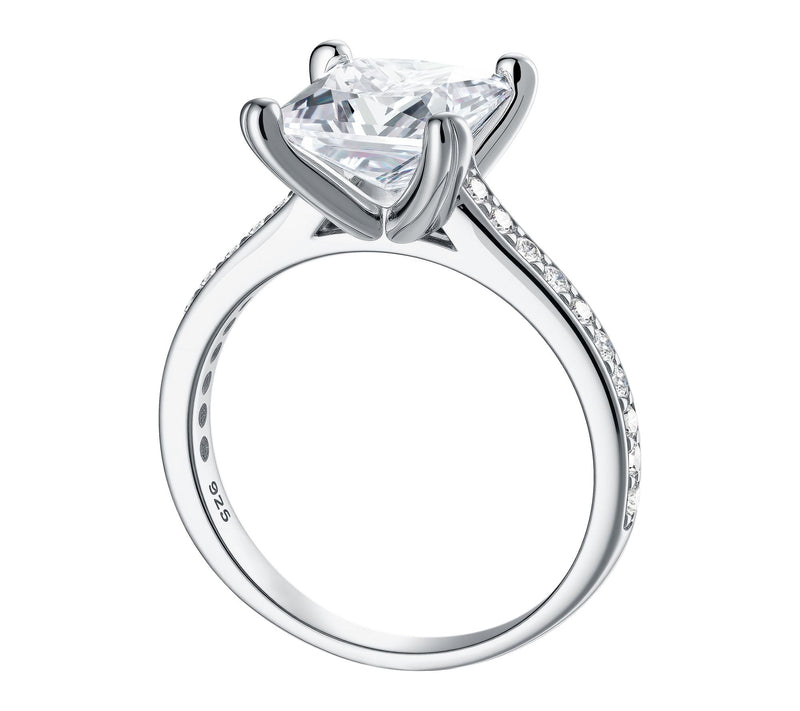 Diamonique 4.75 ctttw Princess Cut Pave Band Ring, Sterling — View 3