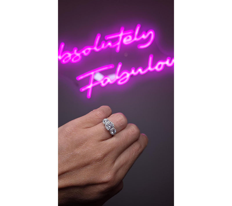 Diamonique 1.85 cttw 3-Stone Halo Ring, Sterling Silver — View 5