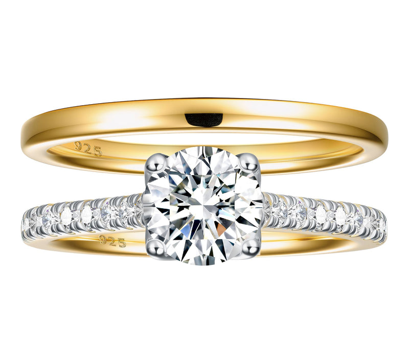 Diamonique 1.50 cttw Ring Set, 14K Gold Plated — View 2