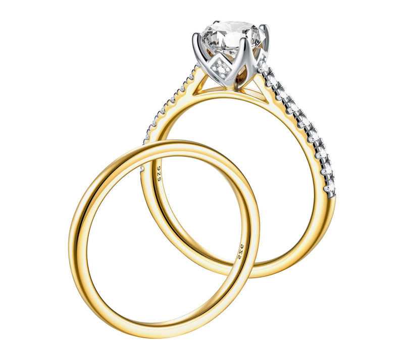 Diamonique 1.50 cttw Ring Set, 14K Gold Plated — View 3