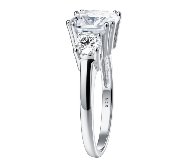 Diamonique 3.80 cttw 3-Stone Ring, Sterling Silver — View 4