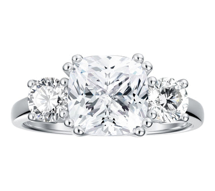 Diamonique 3.80 cttw 3-Stone Ring, Sterling Silver