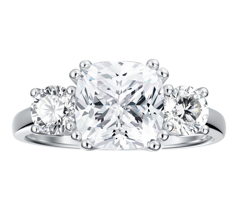Diamonique 3.80 cttw 3-Stone Ring, Sterling Silver — Main view