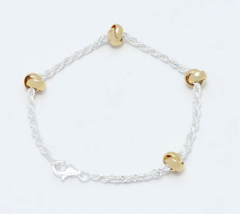 UltraFine 950 Silver Love Knot Station Bracelet — View 2