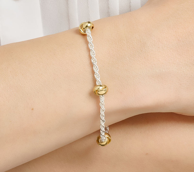 UltraFine 950 Silver Love Knot Station Bracelet — View 3