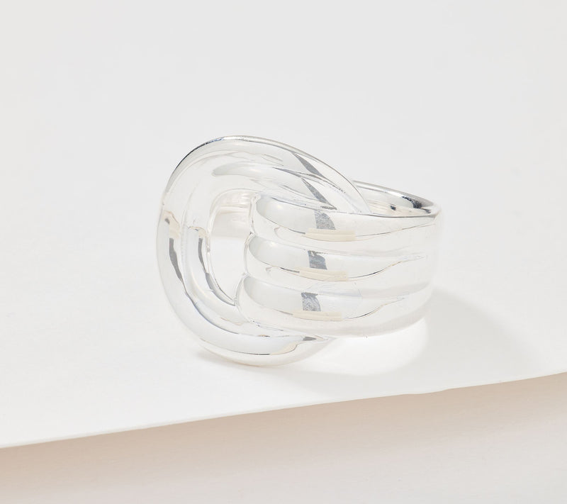 UltraFine 950 Silver Ribbed Door Knocker Ring — View 8