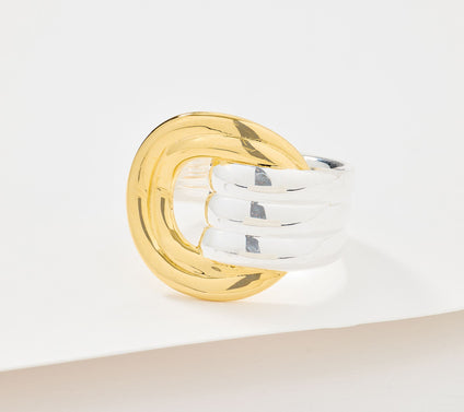 UltraFine 950 Silver Ribbed Door Knocker Ring